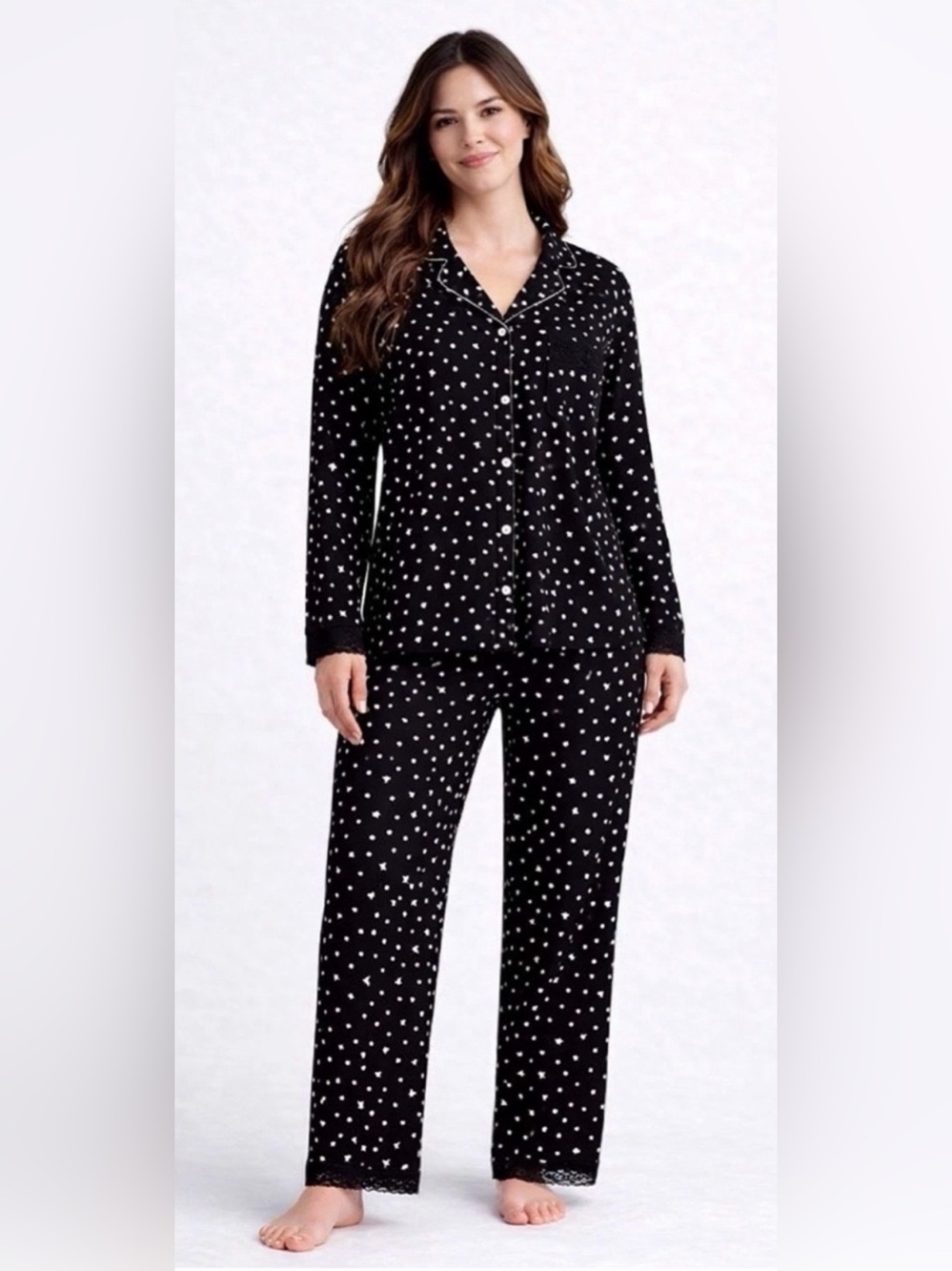 STATE OF DAY Black heart  Long Sleeve Pajama Set - Women